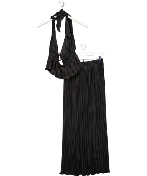4th & Reckless Black Daisy Pleated Woven Midi Skirt And Pleated Top UK 8