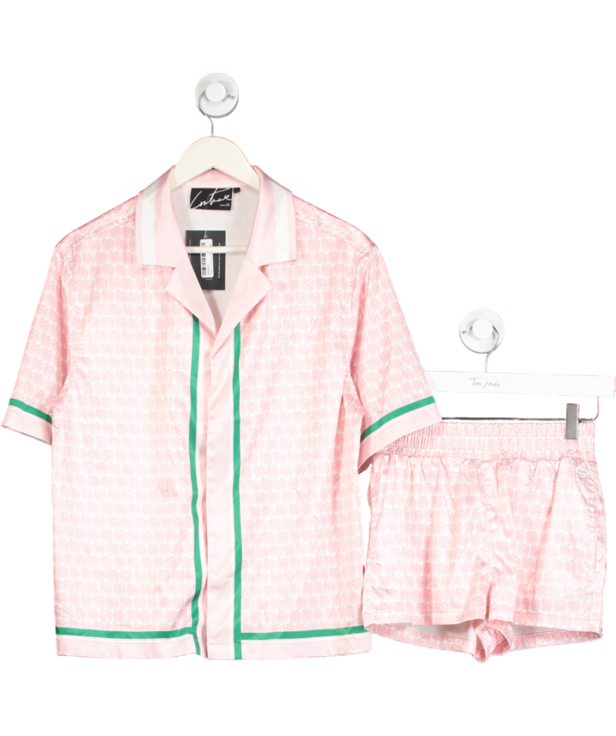 The Couture Club Pink 2-piece Emblem Printed Resort Shirt And Shorts Co-ord Set UK 6