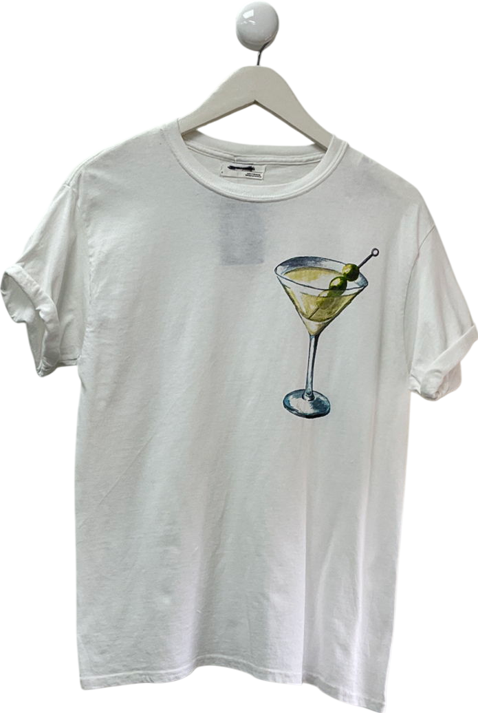 anthropologie White Cocktail Hour Graphic Tee UK L