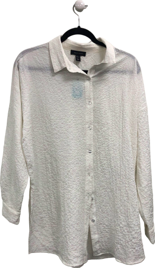 New Look White Textured Button-Up Shirt UK S