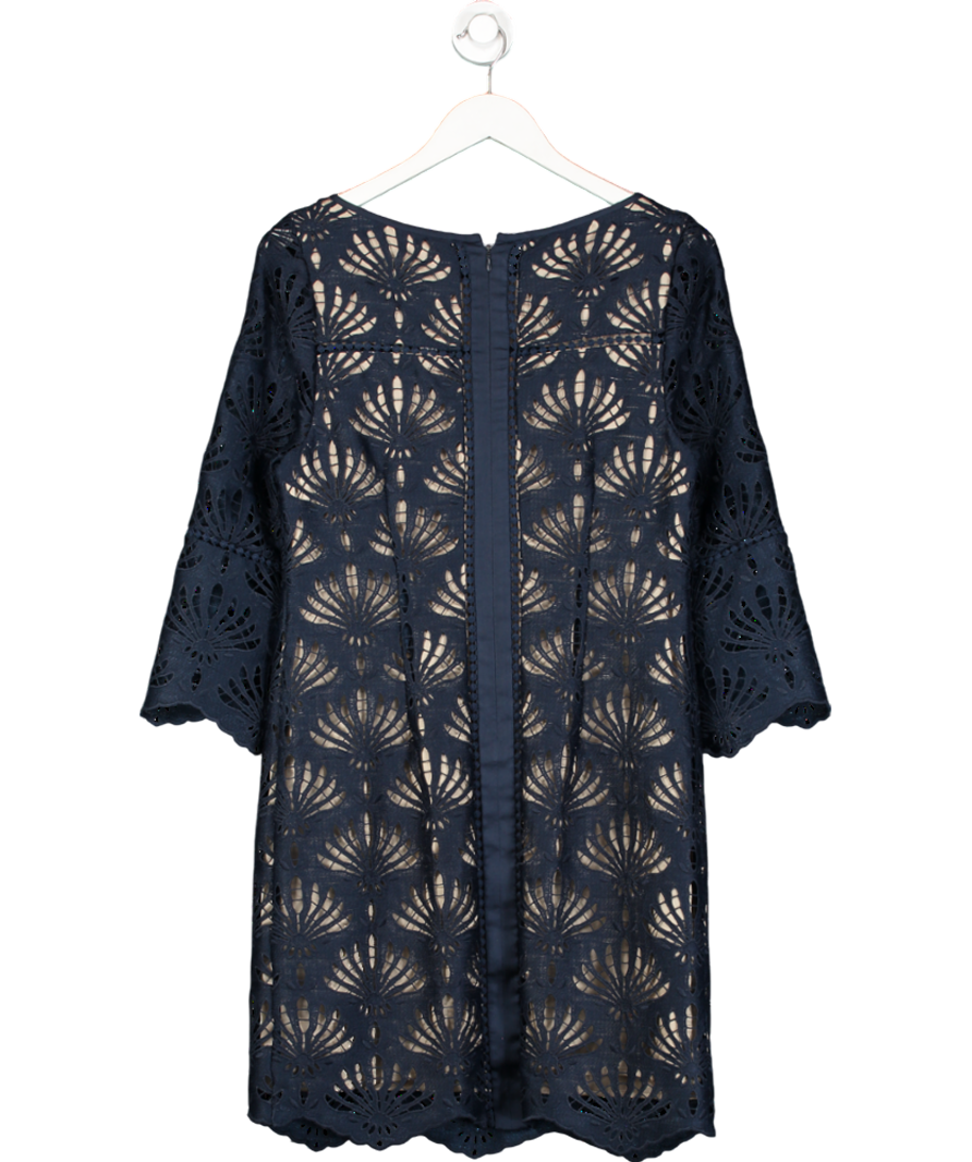 Mint Velvet Blue Puff Sleeved Lace Dress UK 12