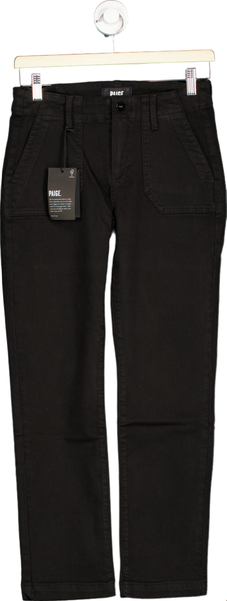 PAIGE Black mid-rise straight leg Jeans UK W25