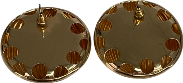 Metallic Seashell Half Ball Gold Earrings One Size