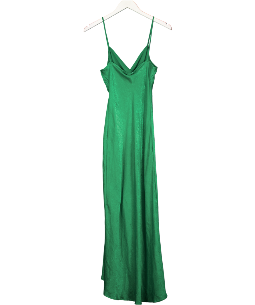 ZARA Green Satin Slip Midi Dress UK S