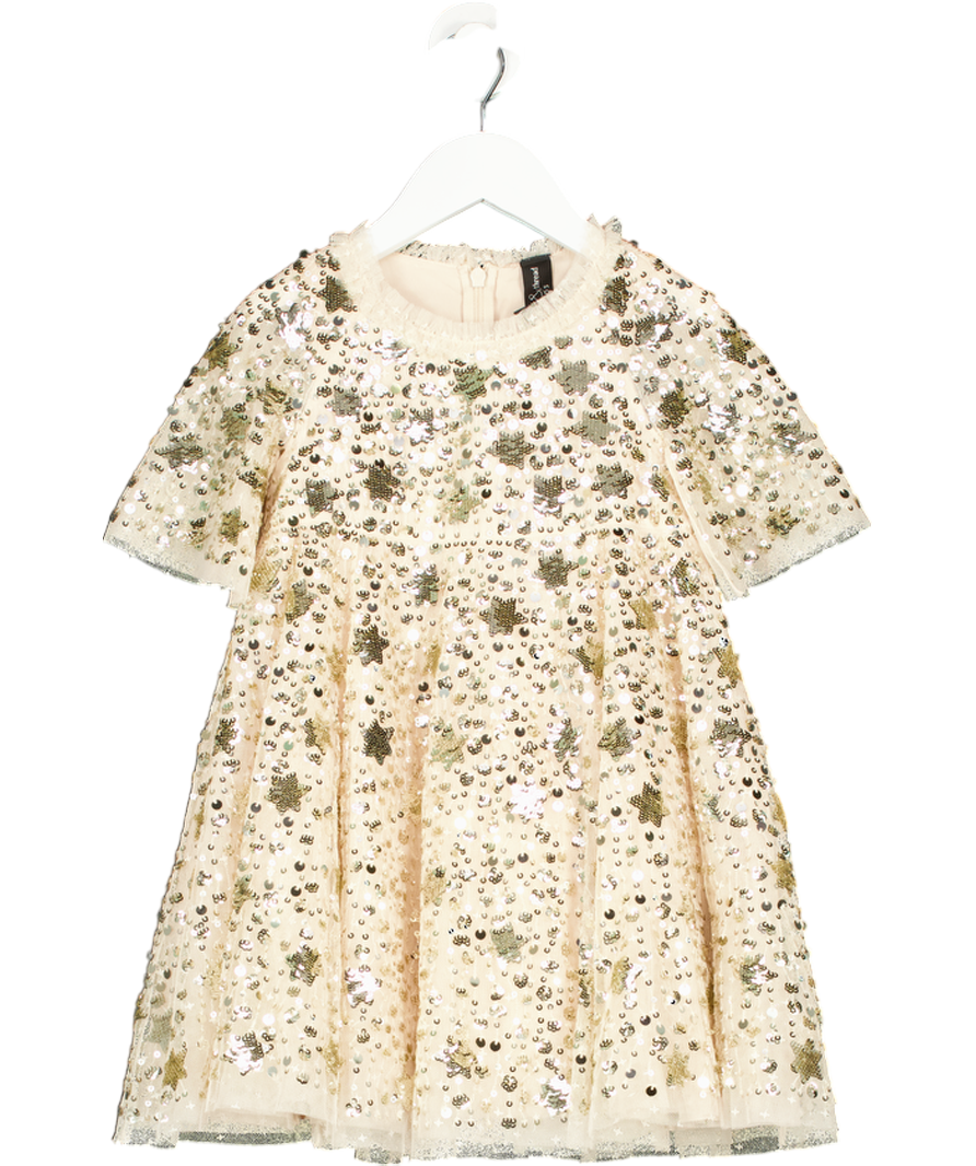Needle & Thread Nude Shooting Star Sequin Embellished Cape Mini Dress 3 Years
