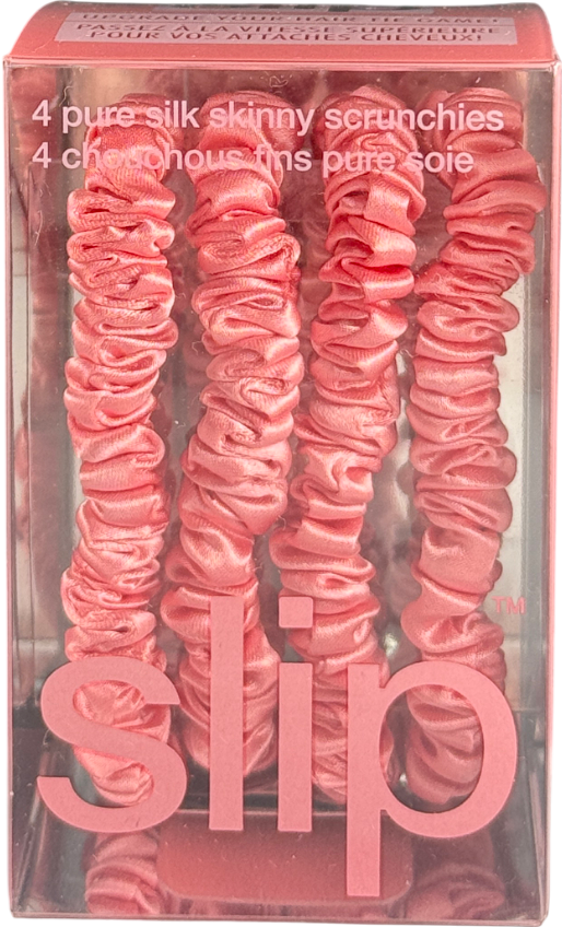 Pink Slip Pure Silk Skinny Scrunchies Set Of 4