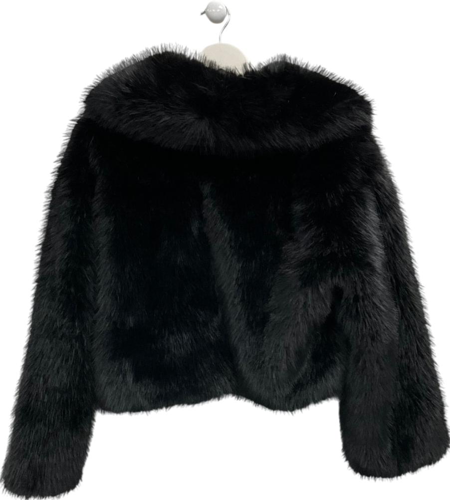 ZARA Black Faux Fur Coat UK M