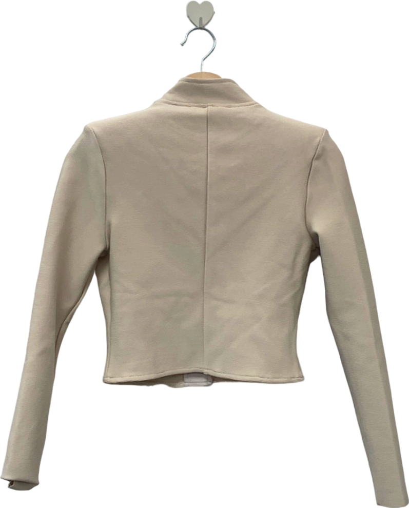 Karen Millen Stone Figure Form Bandage Cropped Button-Up Knit Jacket XS