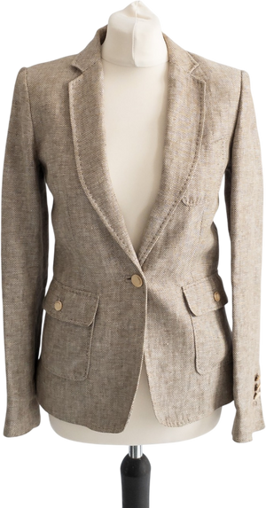 MASSIMO DUTTI Beige Biege Textured Blazer UK 8