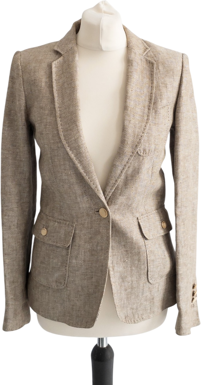 MASSIMO DUTTI Beige Biege Textured Blazer UK 8