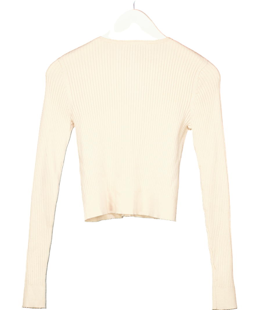 ZARA Beige Ribbed Knit Cardigan UK S