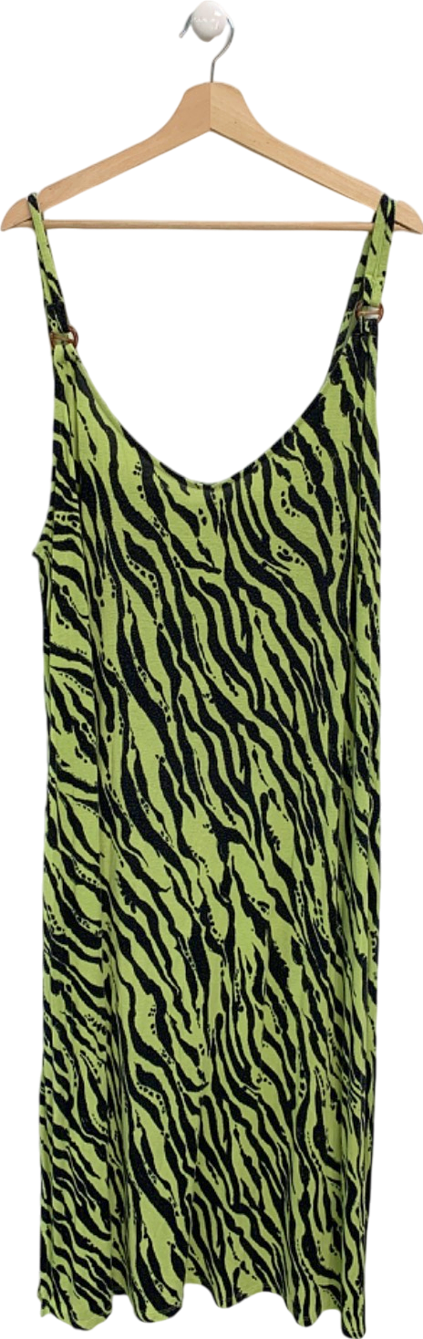 Yours Lime Green and Black Animal Print Midi Dress UK 22-24