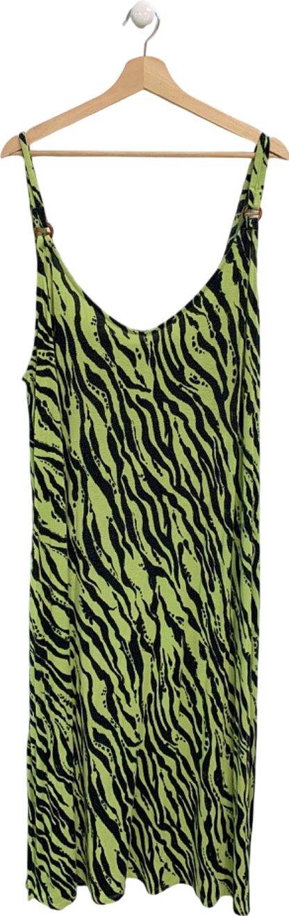 Yours Lime Green and Black Animal Print Midi Dress UK 22-24