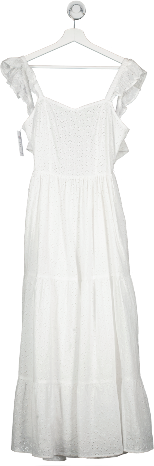 The Drop White Tulsi Eyelet Maxi Dress UK XS