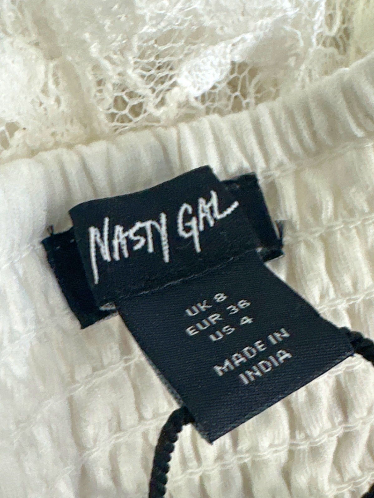 Nasty Gal White Lace Halterneck Dress UK 8