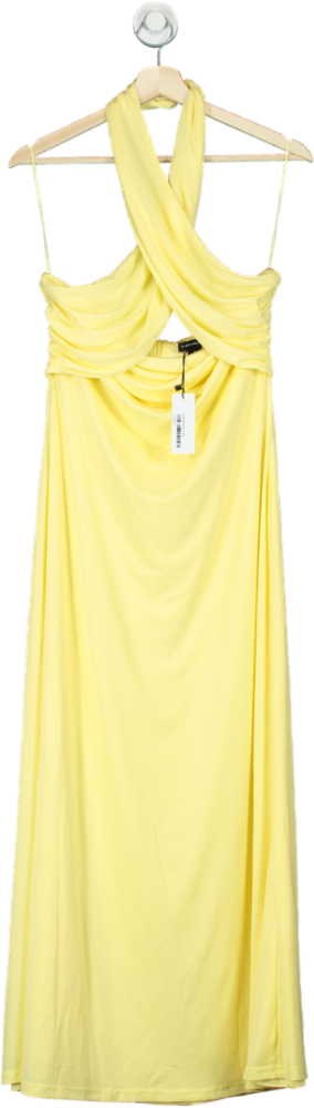 Karen Millen Yellow Cross-Back Midi Dress UK M