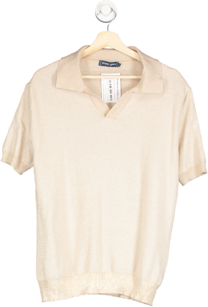 Frescobol Carioca Beige Joaquim Knit Polo Shirt UK M