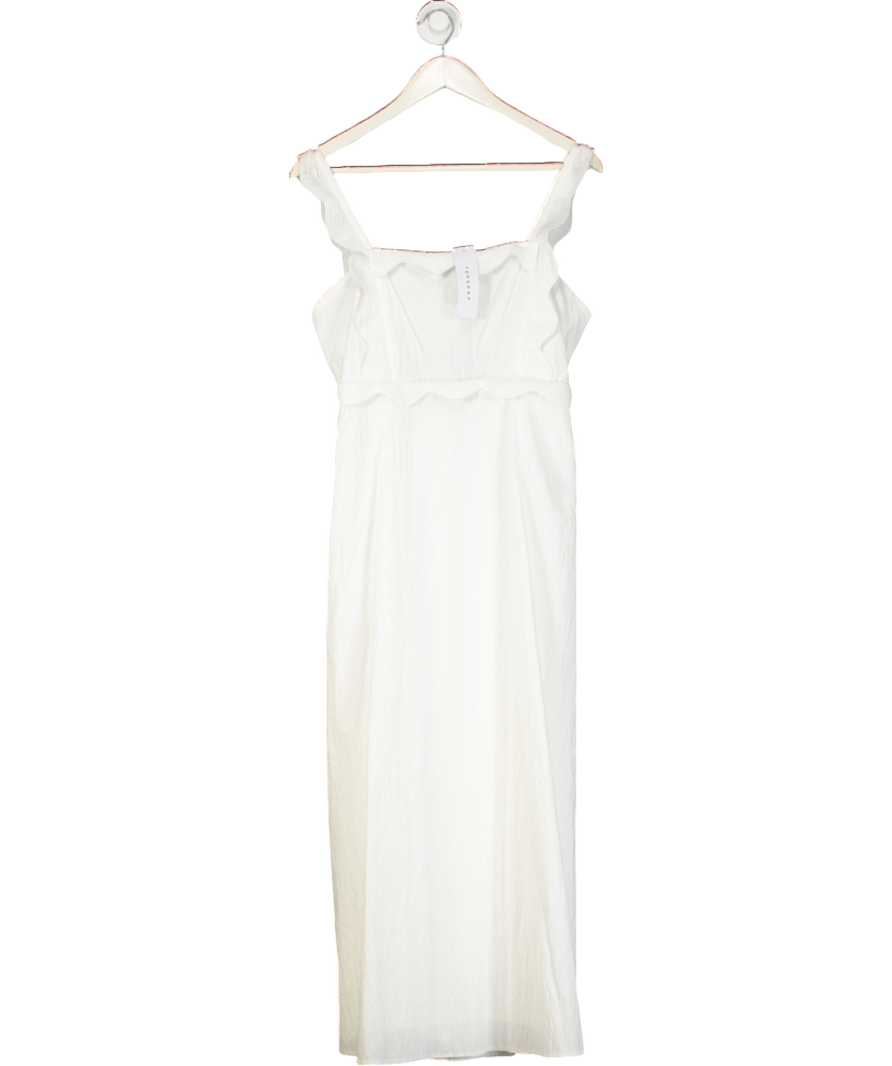 Topshop White Scalloped Cut Out Back Midi Dress UK 12