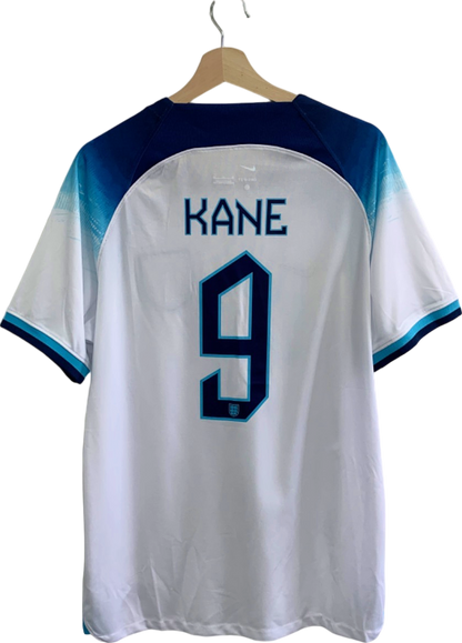 Nike White/Blue England Home Football Shirt Harry Kane 9 XL