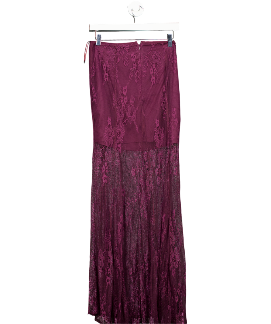 Karen Millen Purple Sheer Lace Godet Woven Maxi Skirt UK 6
