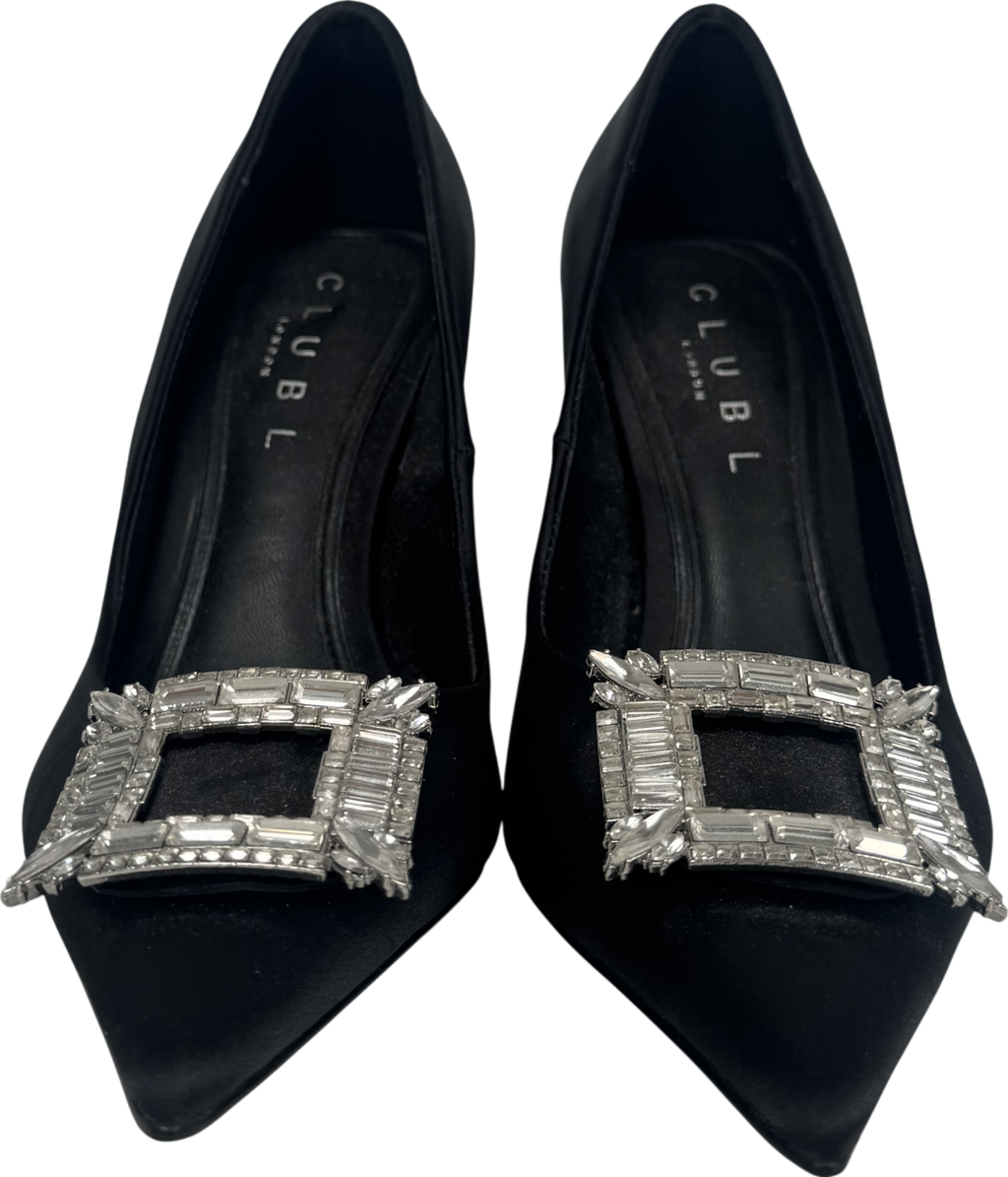 Club London Black Satin Pointed Court Heels UK 3 EU 36 👠