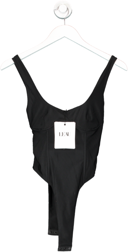 Leau Black Jupiter Satin Bustier Bodysuit UK S