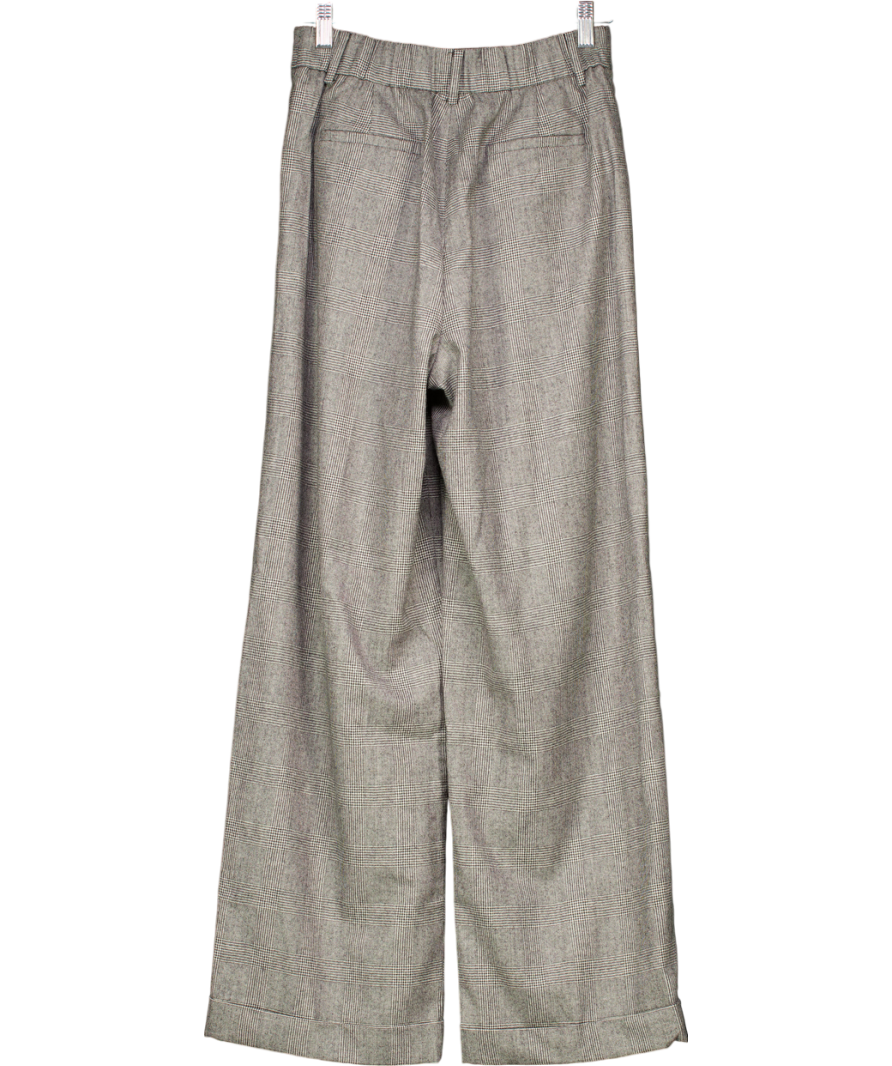 Lily Silk Black Wide Leg Wool-flannel Suit Trousers UK 8