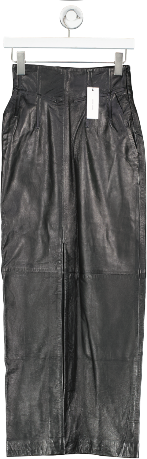 Karen Millen Black High Waisted Leather Pencil Midaxi Skirt UK 8