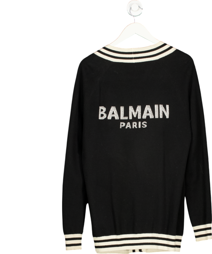 Balmain Black Wool And Cashmere Cardigan UK XS