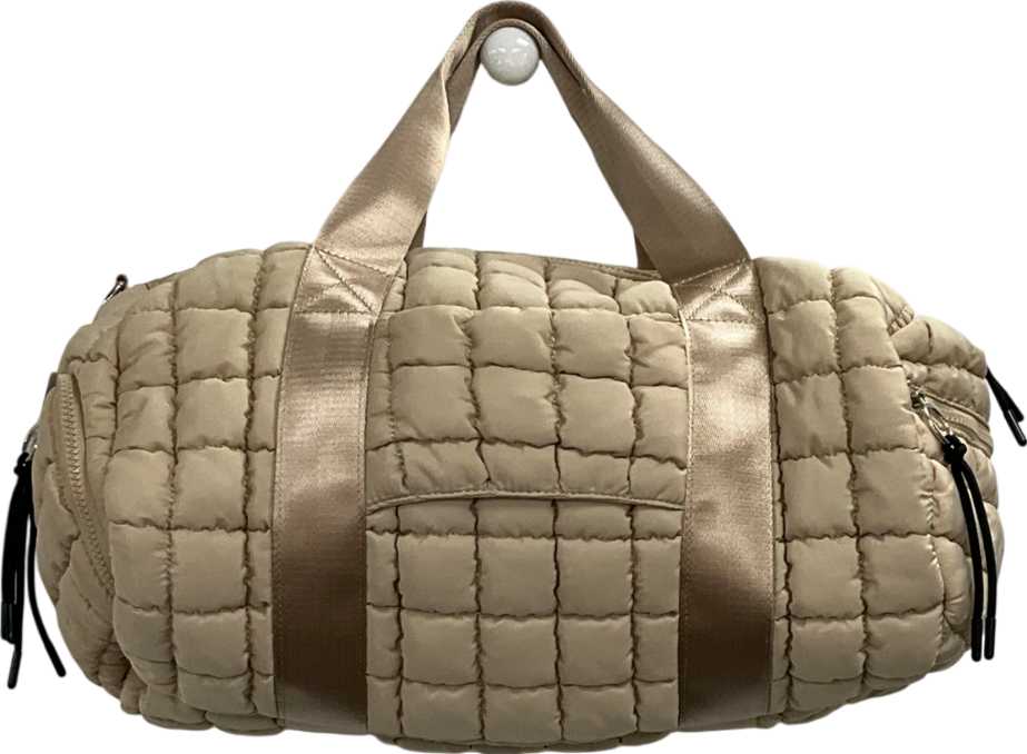 Free People Beige Quilted Duffle Bag With Small Pouch