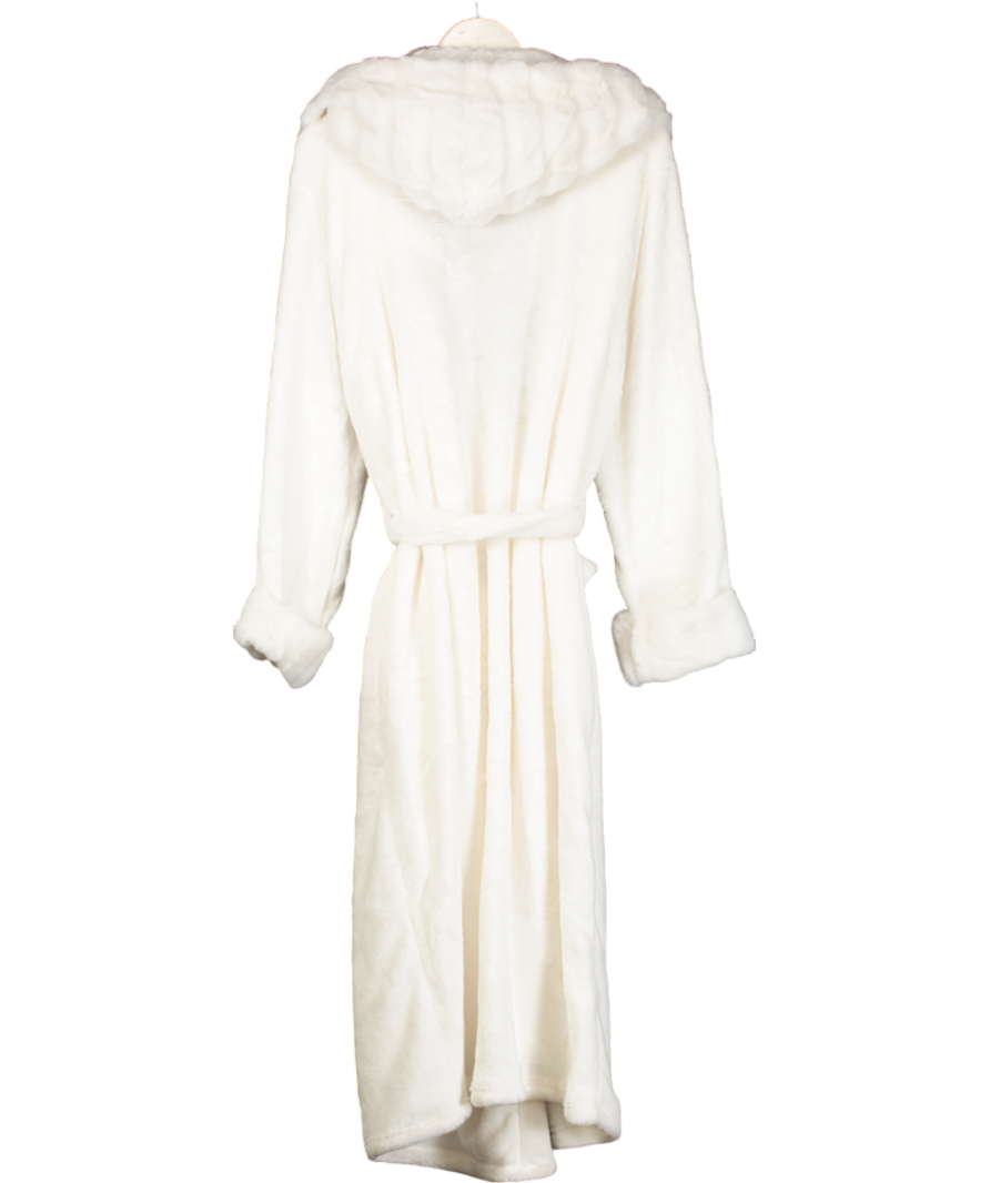 boux avenue Cream Fur Trim Plush Long Robe UK L