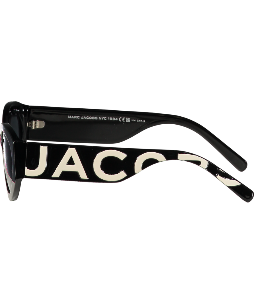 Marc Jacobs Marc 694/g/s Black / Ivory Large Logo Sunglasses In Case