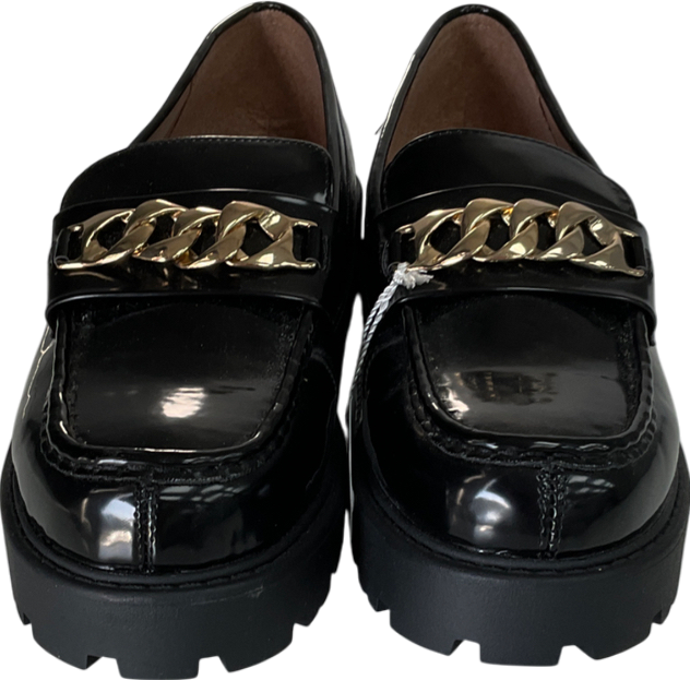 New Look Black Patent Leather-look Tassel Trim Loafers UK 7 EU 40 👠