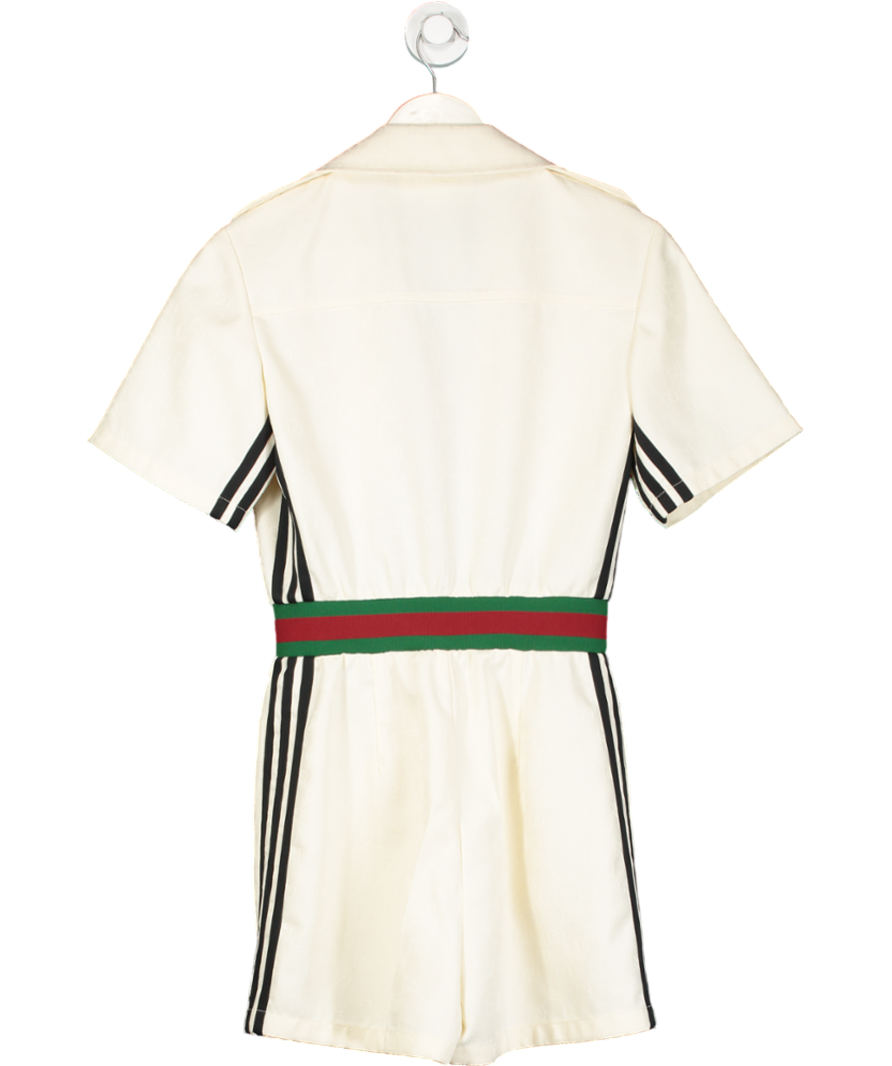 GUCCI X Adidas Short Jacquard logo Jumpsuit In White UK S