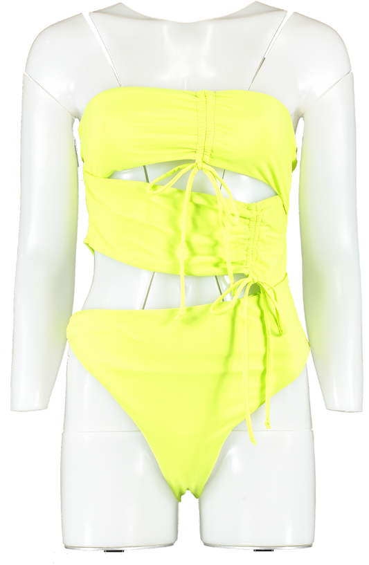 Misspap Lime Green Cut Out Swimsuit UK 8