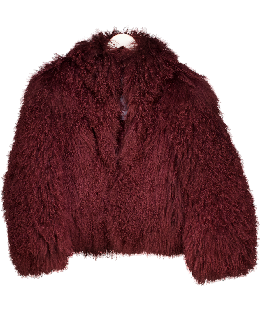 DUCIE LONDON Red Burgundy Rochelle Shearling Coat UK M