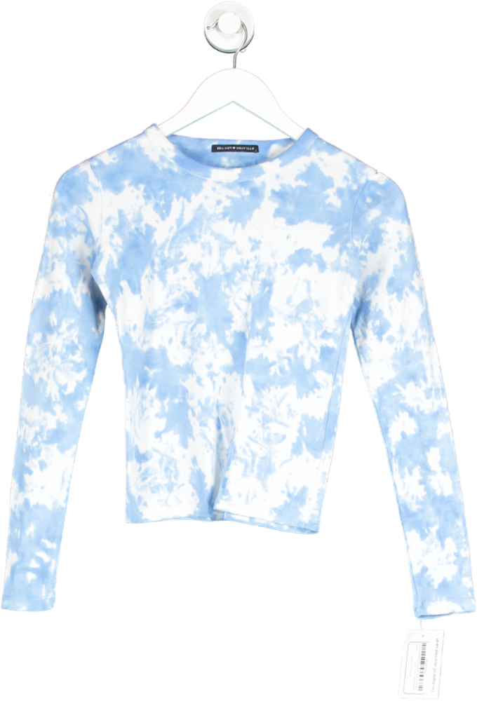 Brandy Melville Blue Long Sleeve Tie Dye Top UK S