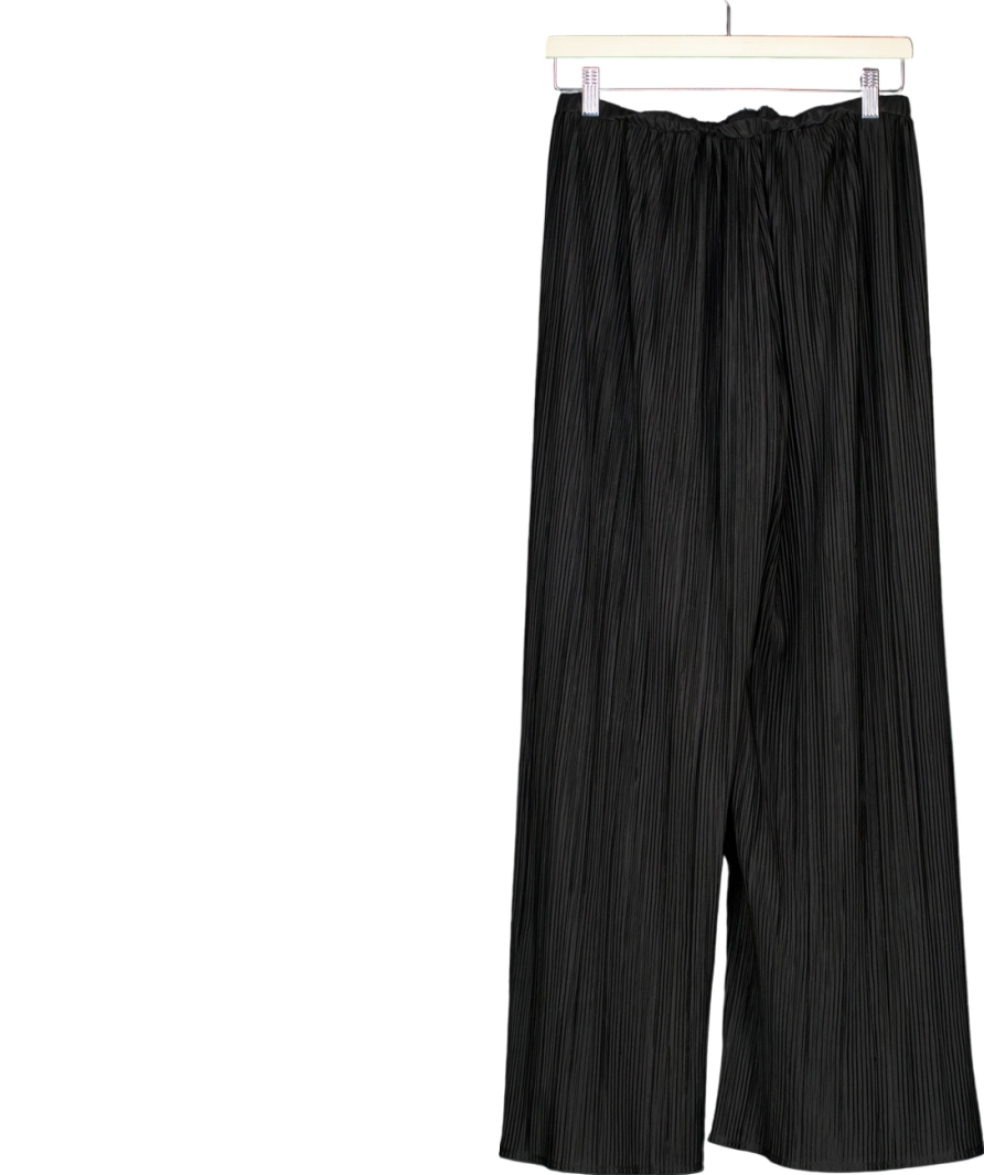 Bluebella Black Plisse Wide Leg Trousers UK S