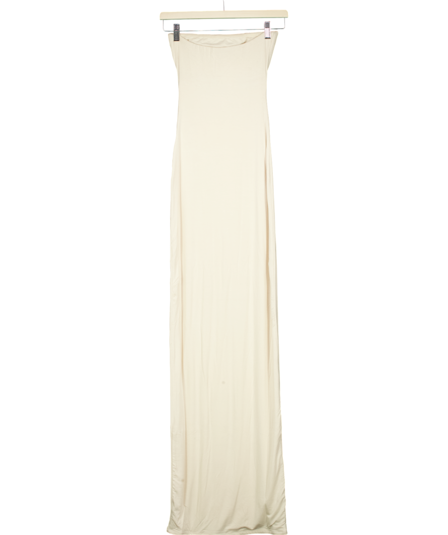 Naked Wardrobe Cream Smooth Cut Out Tube Maxi Dress UK 8