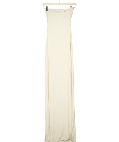 Naked Wardrobe Cream Smooth Cut Out Tube Maxi Dress UK 8