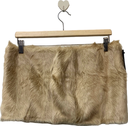 PLT Label Beige Faux Fur Mini Skirt UK 10