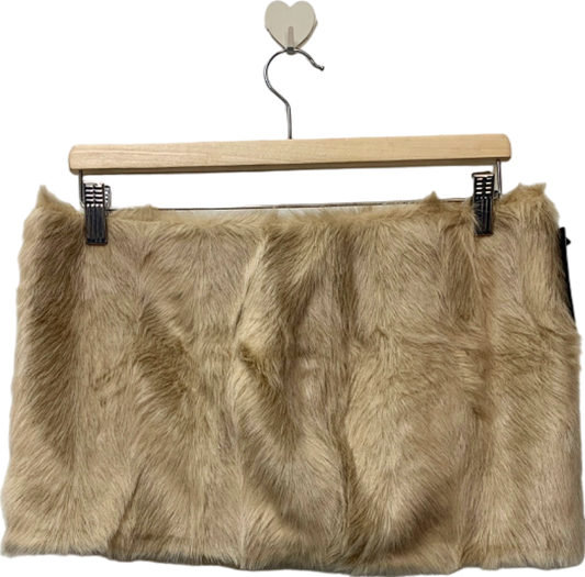 PLT Label Beige Faux Fur Mini Skirt UK 10