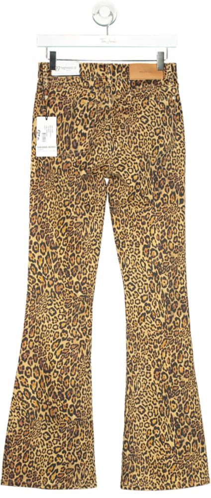 7 For All Mankind Leopard Print Flared Jeans UK W27