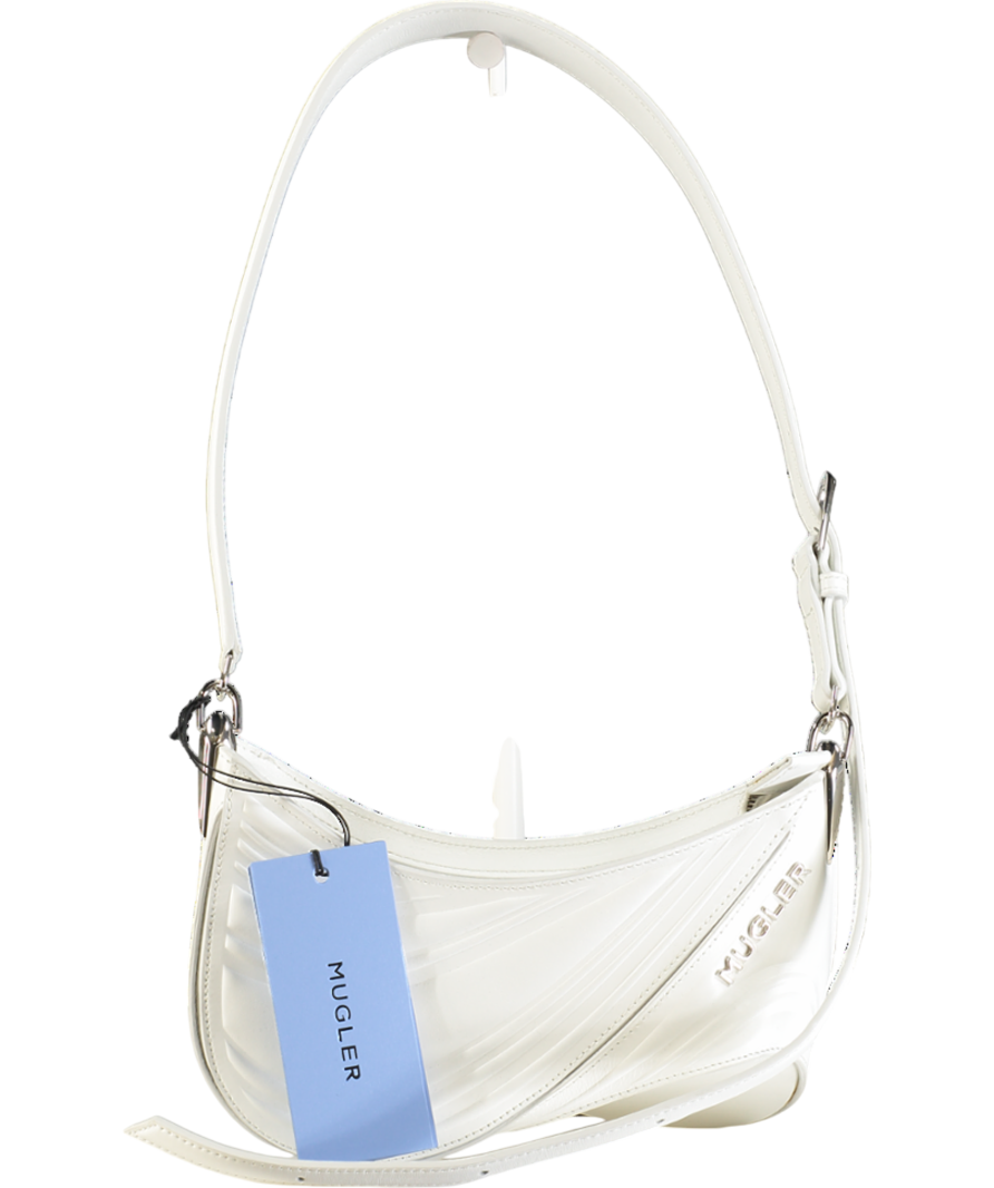 Mugler White Spiral Embossed Curve Crossbody Bag One Size