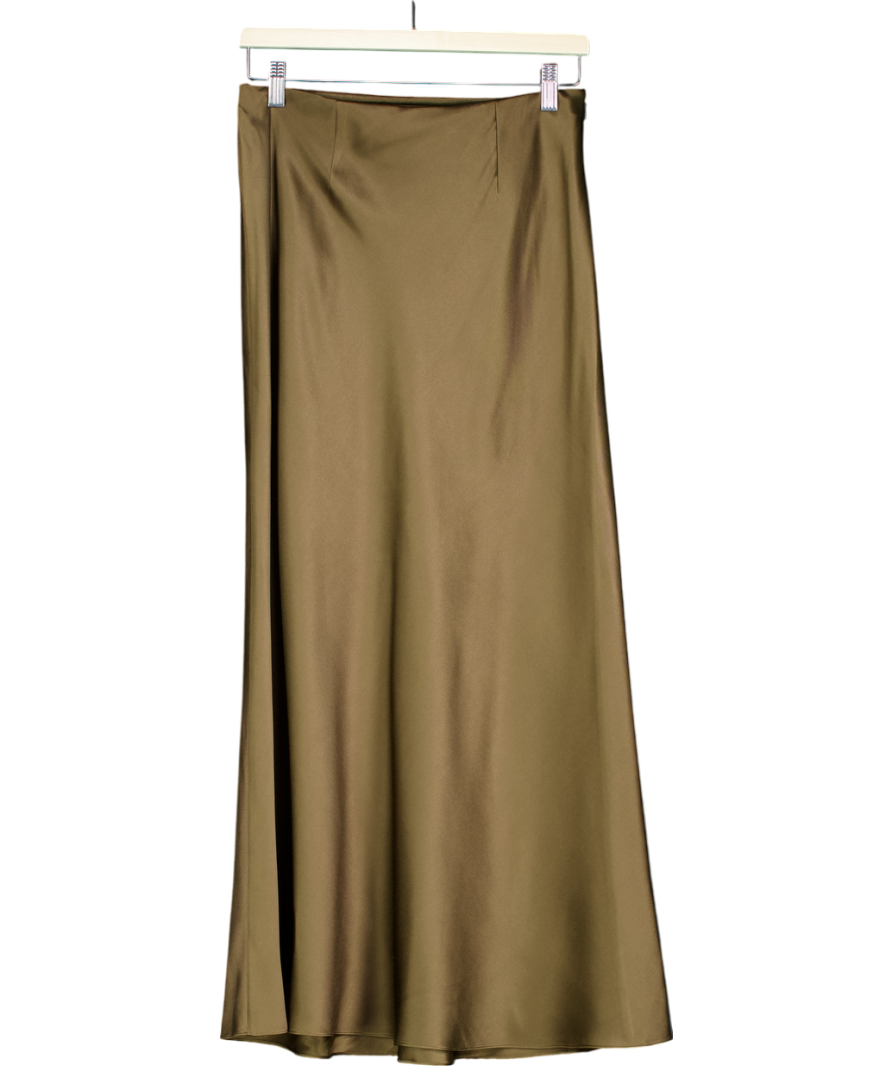 Lily Silk Green Versatile Double-faced Silk Charmeuse Skirt UK 8
