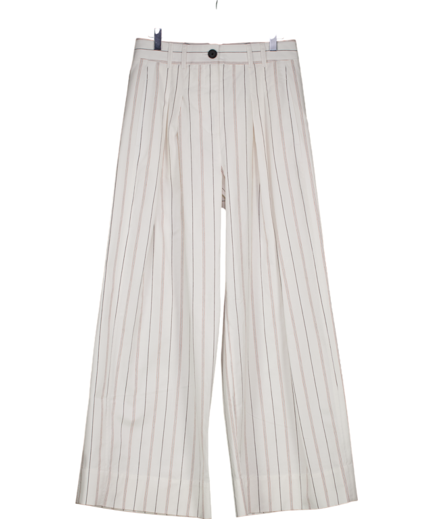 ME+EM White Stripe Pleat Front Wide Leg Trouser UK 8