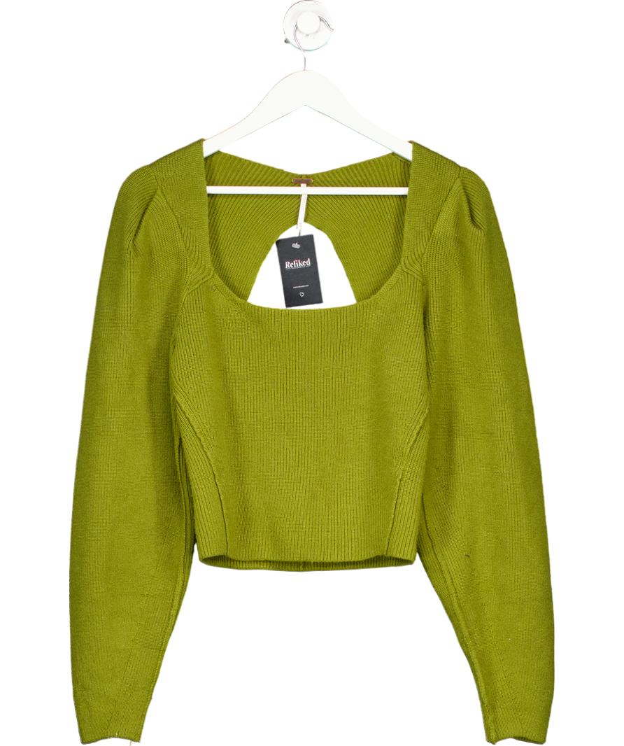 Free People Green Open Back Sweater UK XS