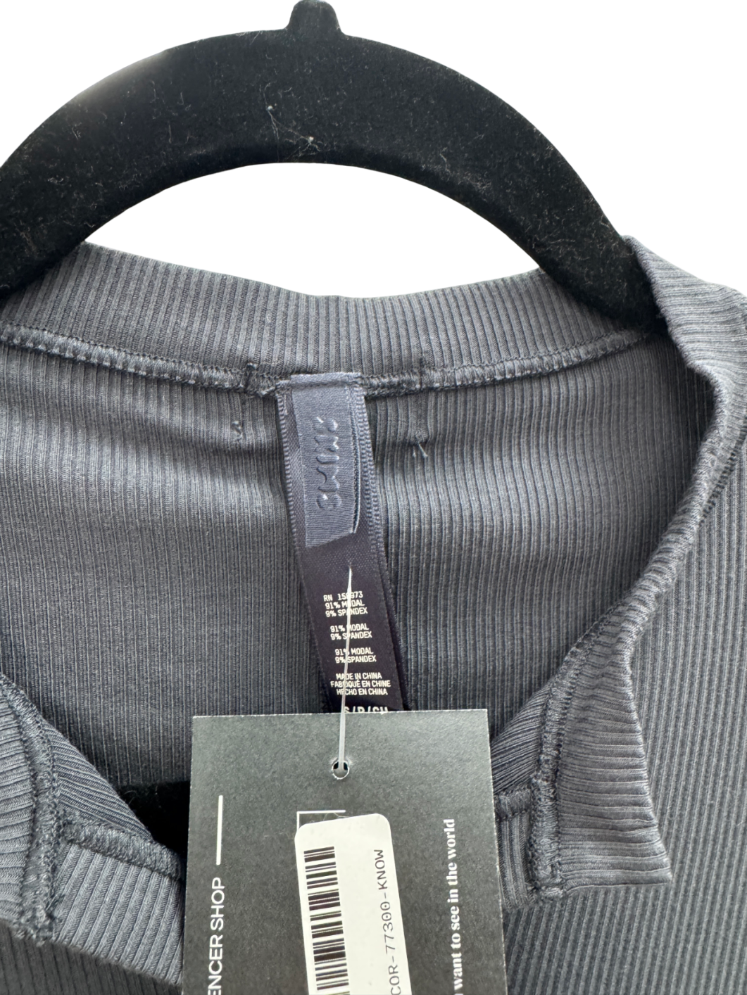 SKIMS Grey Soft Lounge Ribbed Onesie Romper Long Sleeve Henley UK S