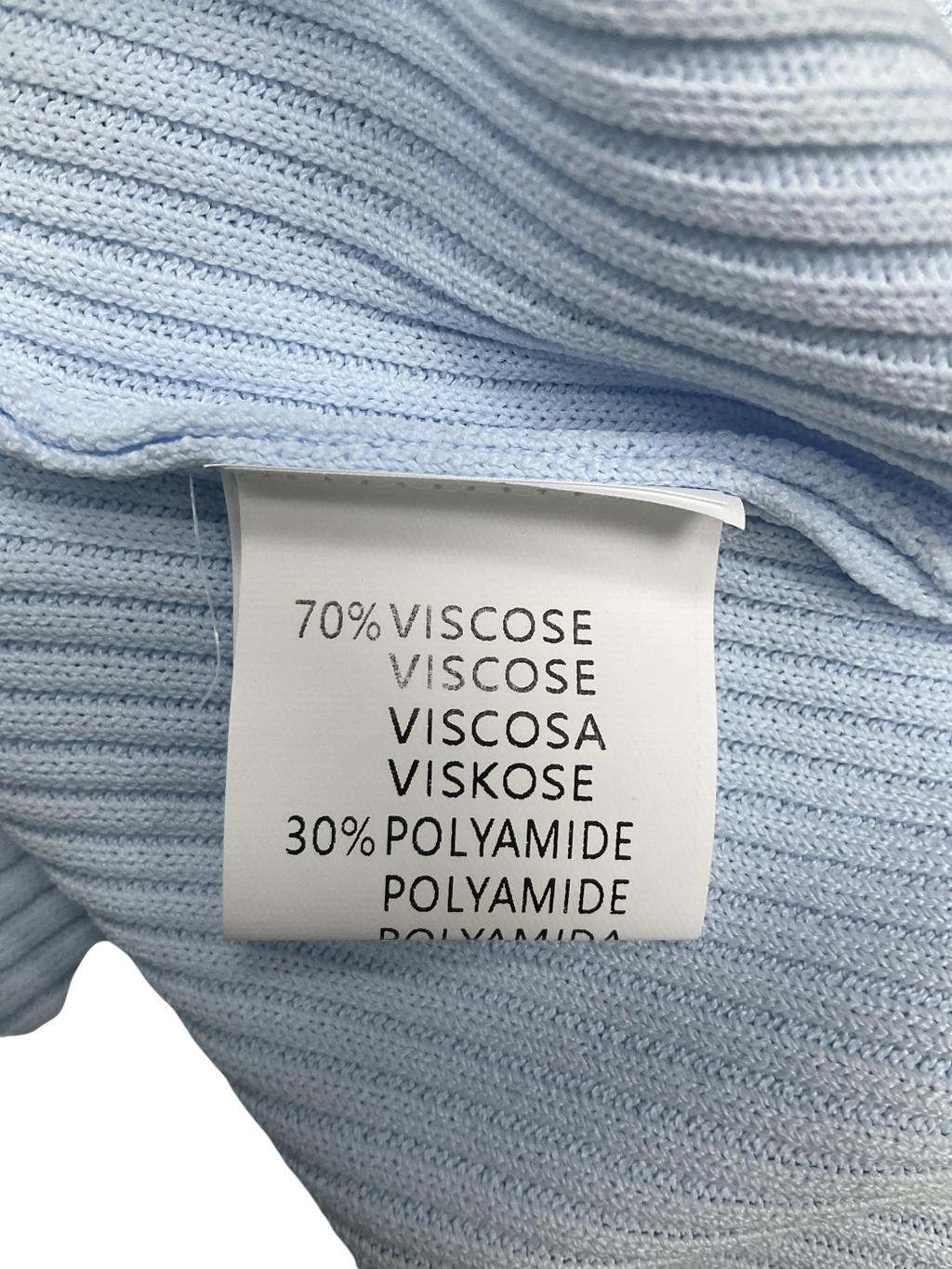 Whoo Blue Ribbed Half Button Top UK S