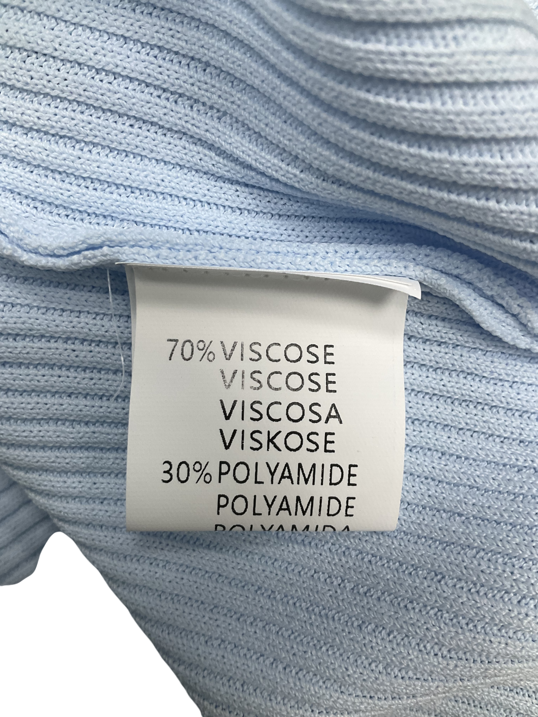 Whoo Blue Ribbed Half Button Top UK S